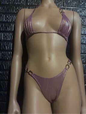 Shimmering Mauve Triangle Bikini Set